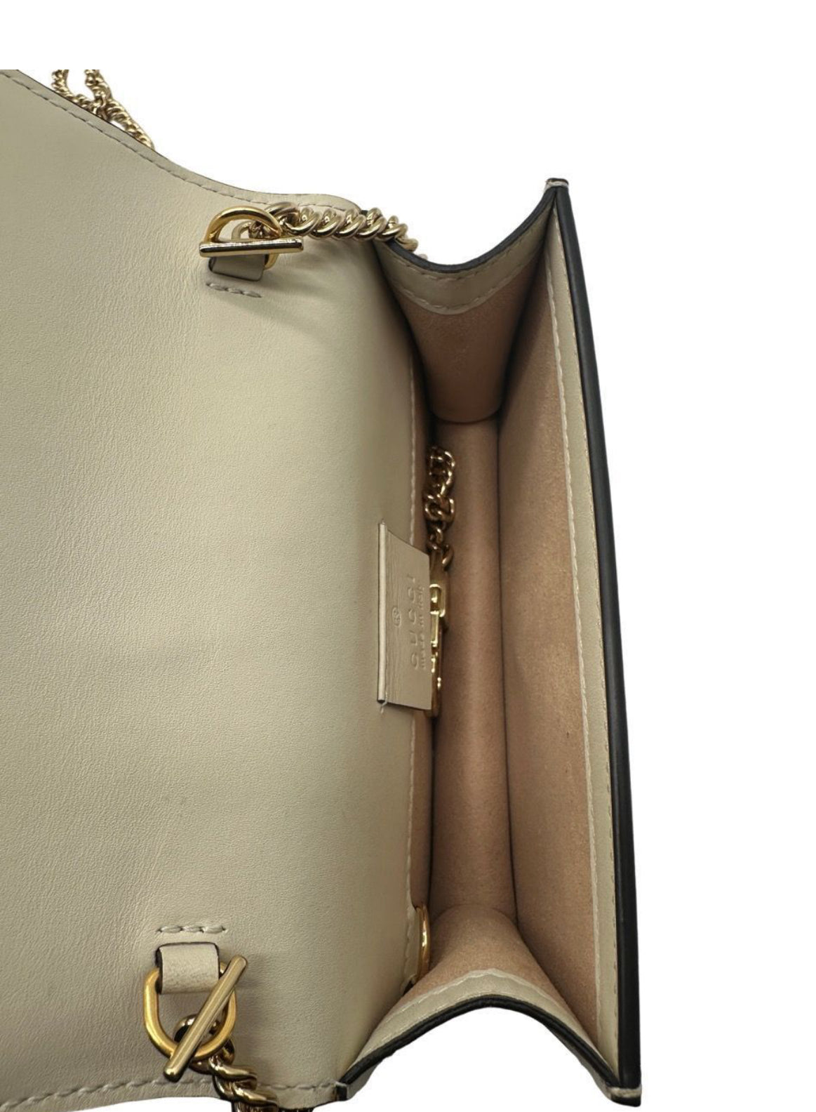 Gucci Calfskin Super Mini Sylvie Chain Shoulder Bag White.