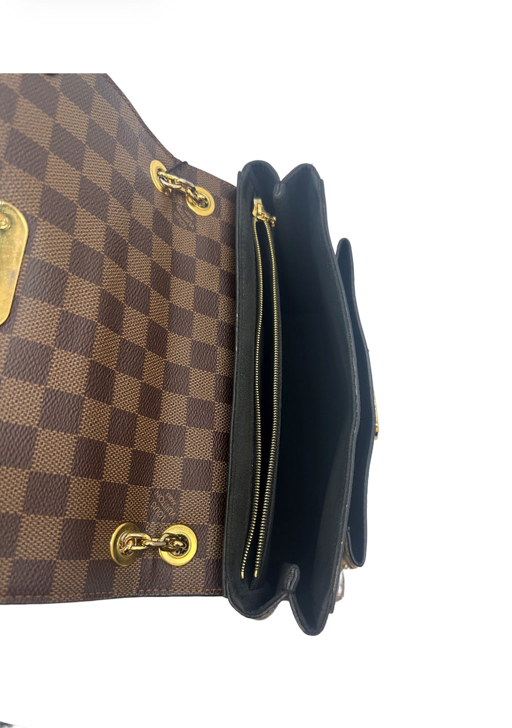 Luis Vuitton Beige Damier Ebene Canvas And Python Vavin Bag.