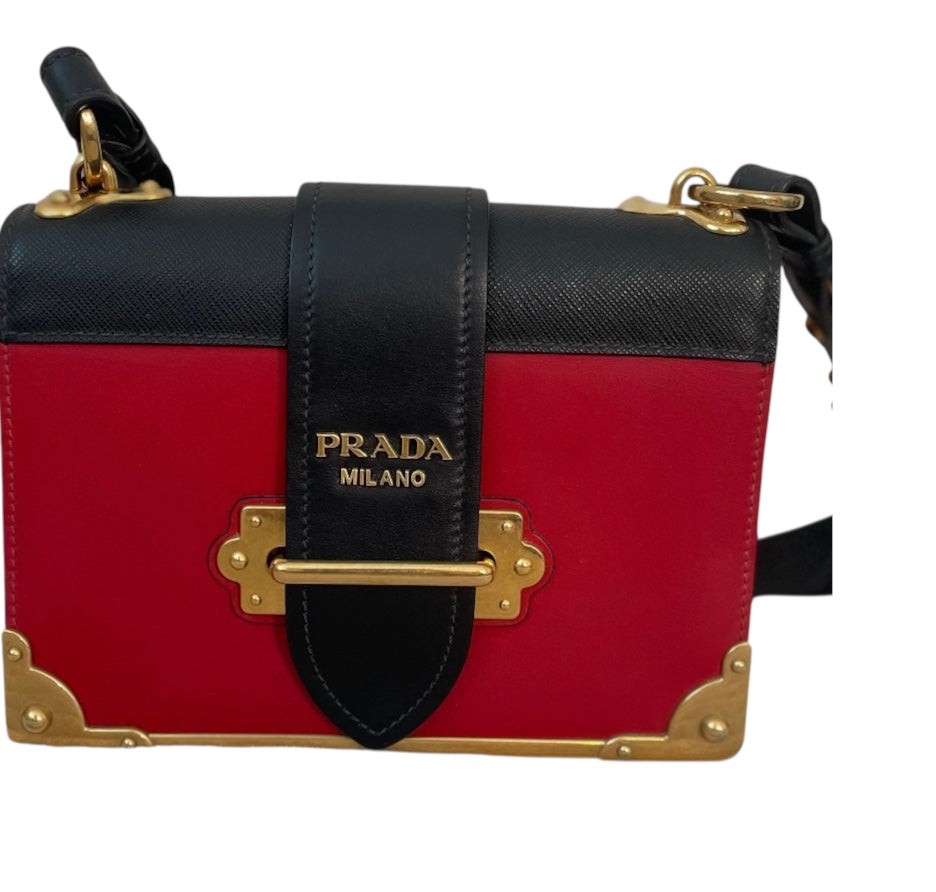 Prada Milano- Cahier Leather Crossbody Bag - Red.