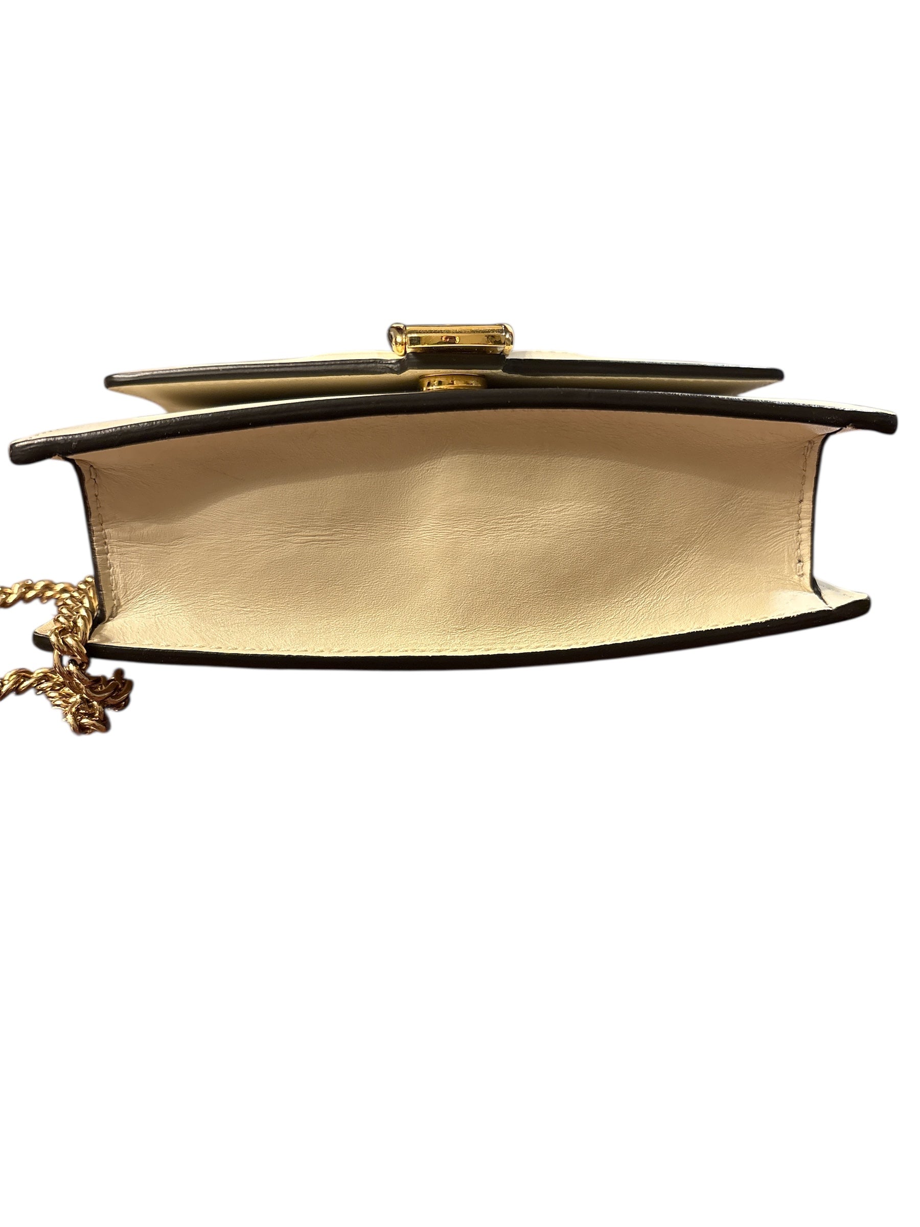Gucci Calfskin Super Mini Sylvie Chain Shoulder Bag White.