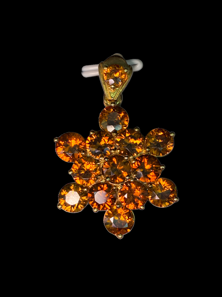 Cambodia Zircon Unheated 12K Gold Pendant Size 1"x 1"1/2.