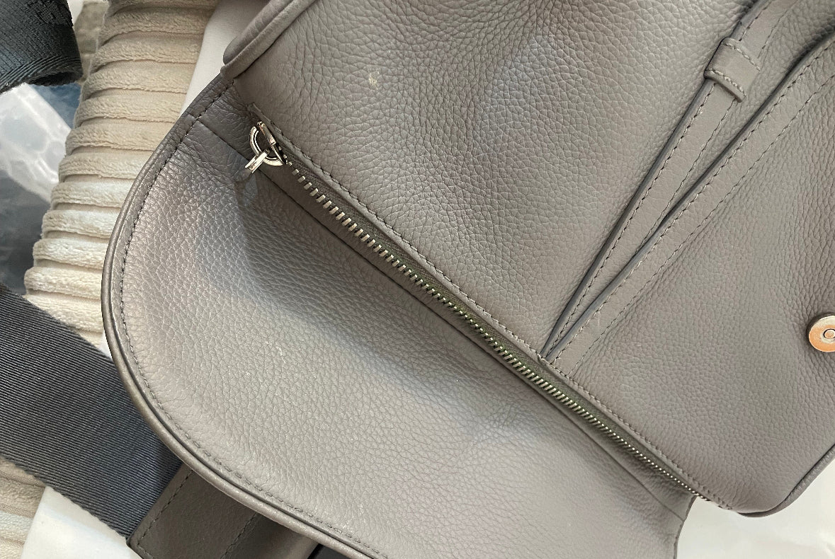 Christin Dior Shoulder Crossbody Bag Leather Gray.