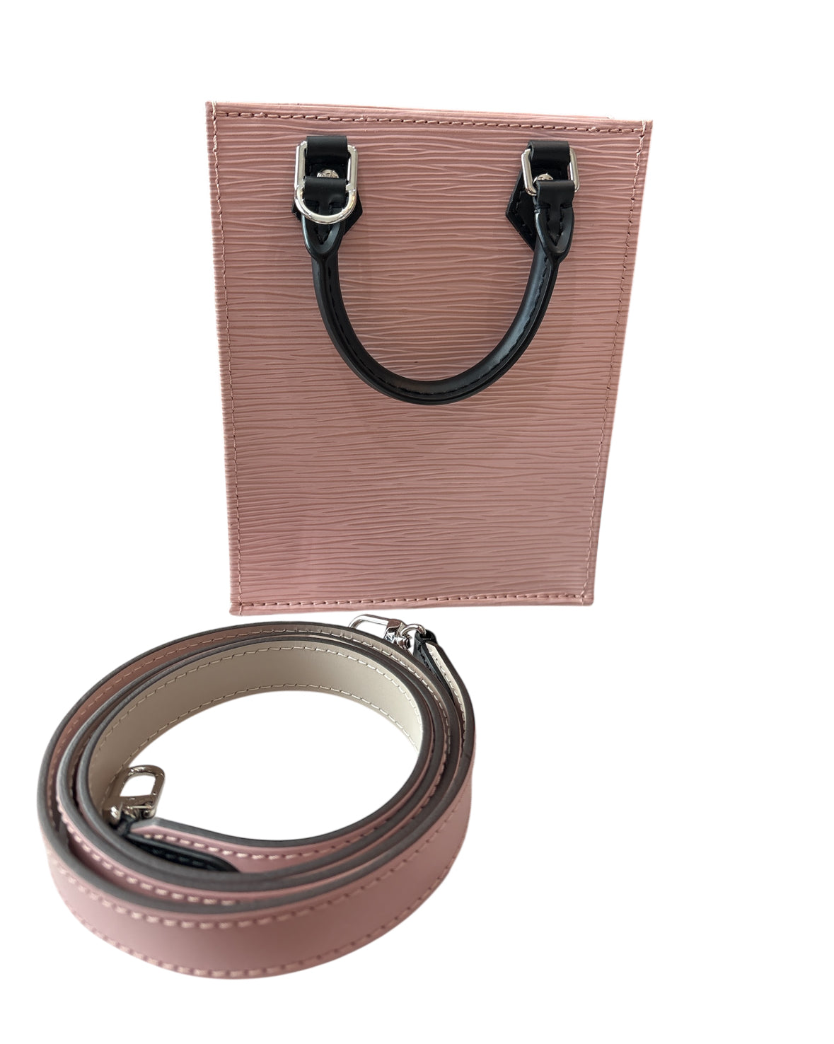Louis Vuitton Petit Sac Plat Black/ Pink Epi Leather Shoulder Bag.