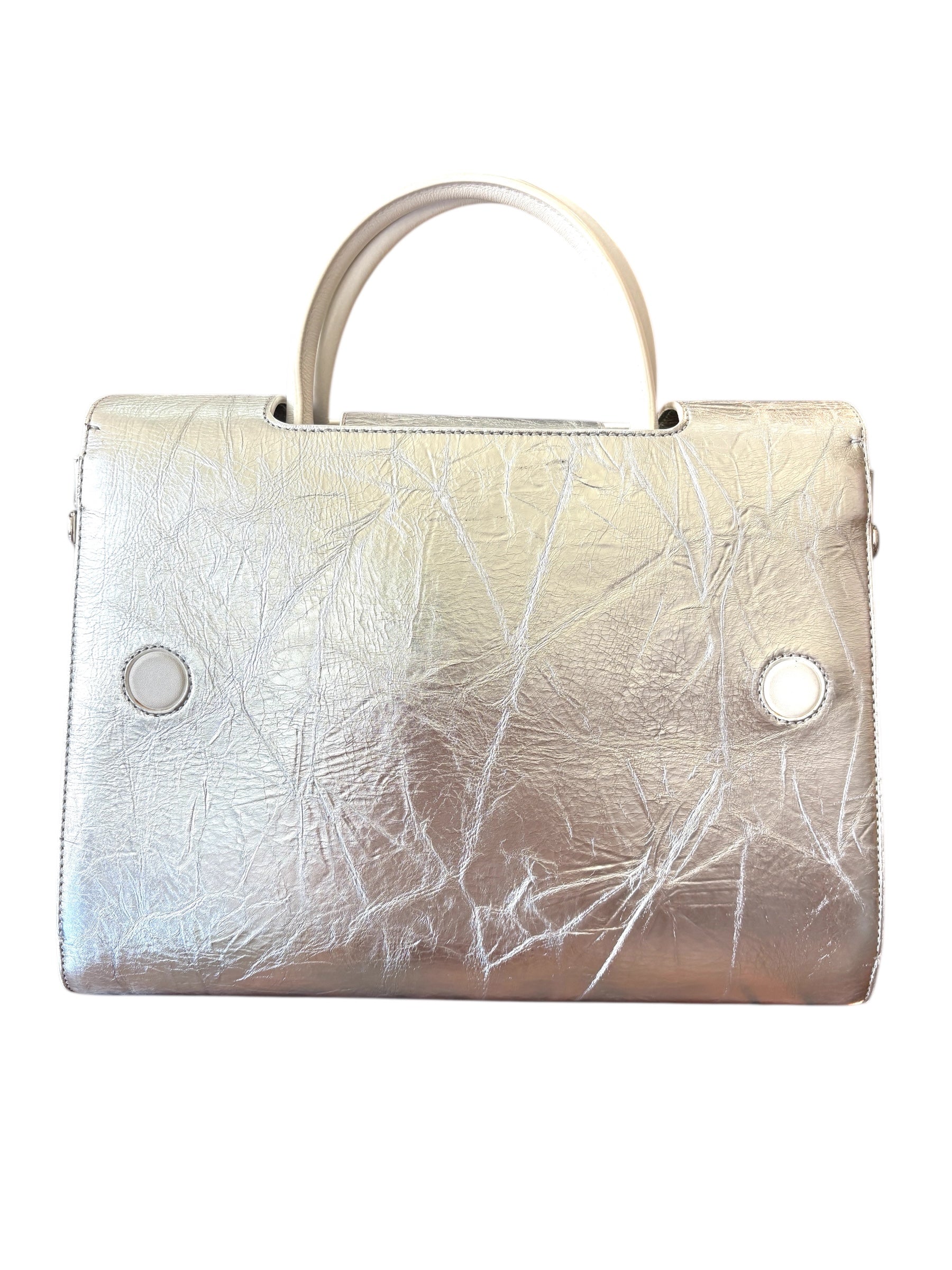 Christian Dior Metallic Silver Medium Diorever Handle bag.
