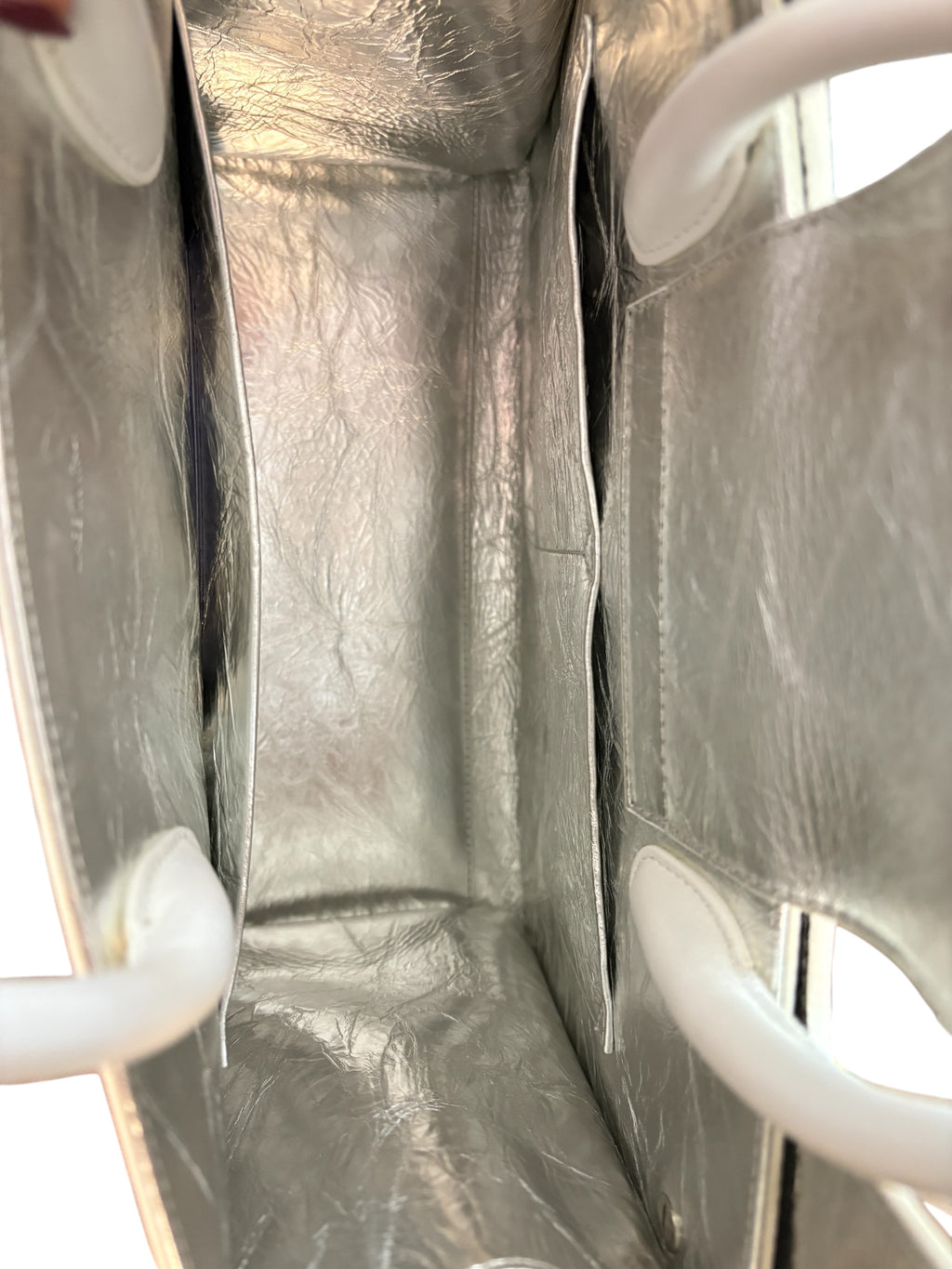 Christian Dior Metallic Silver Medium Diorever Handle bag.