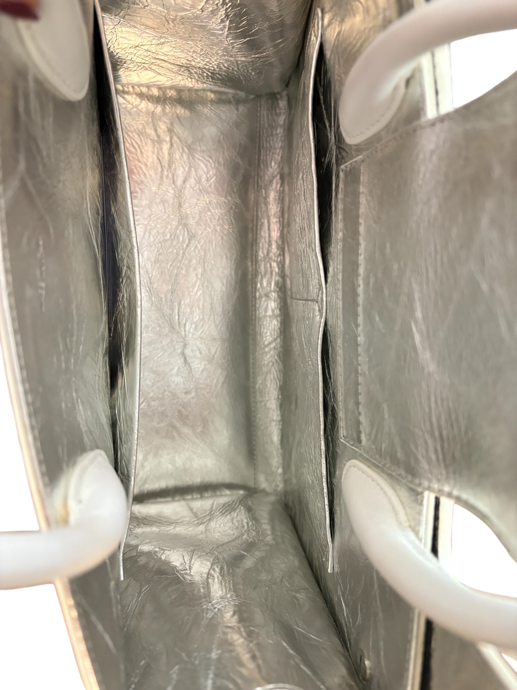 Christian Dior Metallic Silver Medium Diorever Handle bag.