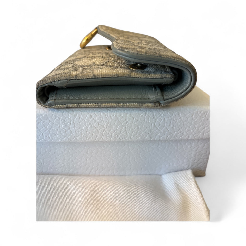 Christin Dior Beige Trotter Tri Fold Wallet.