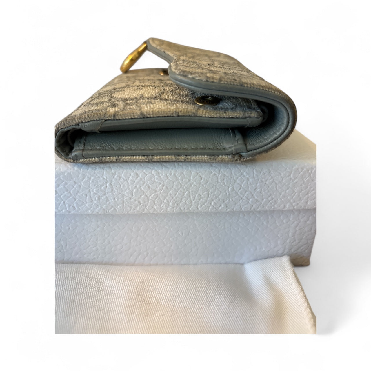 Christin Dior Beige Trotter Tri Fold Wallet.