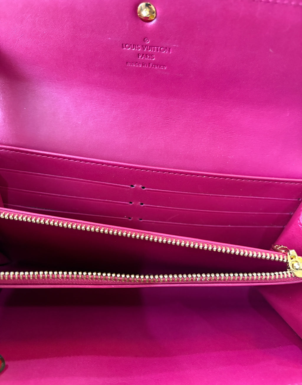 Louis Vuitton Vernis Portefeuille Sarah Long Wallet Rose Pink.