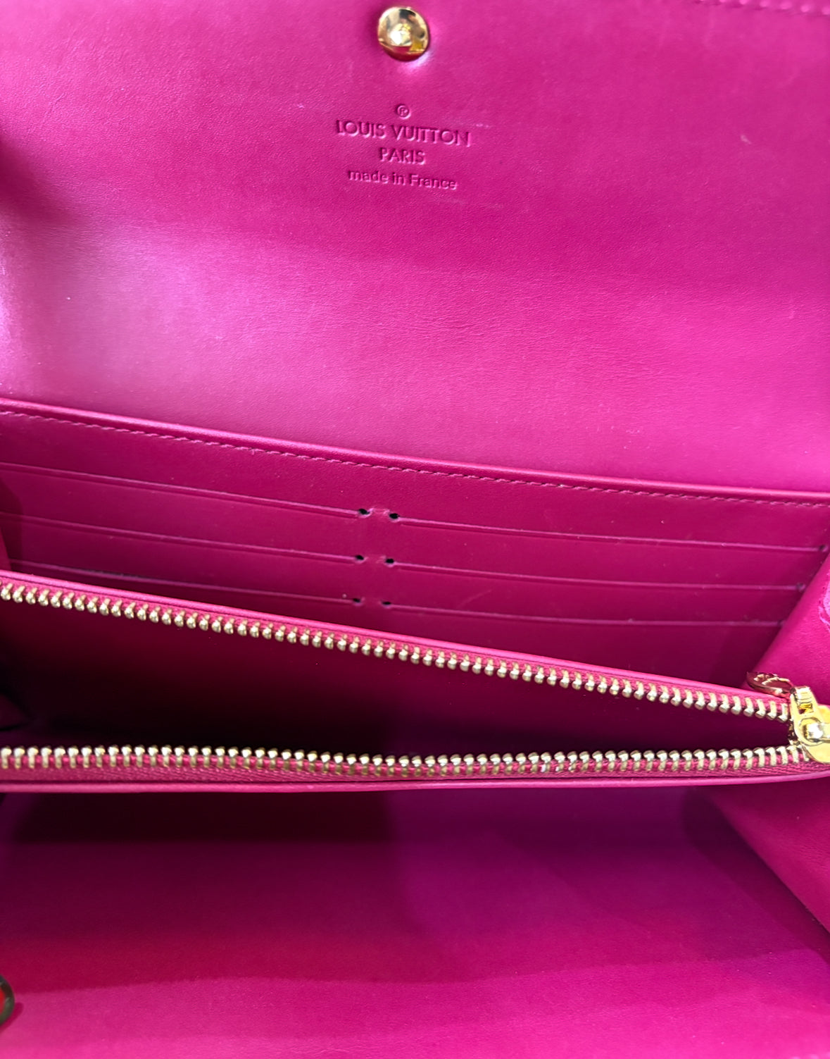 Louis Vuitton Vernis Portefeuille Sarah Long Wallet Rose Pink.