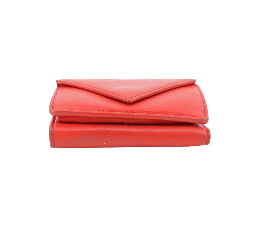 Balenciage Red Tri-Fold Wallet.