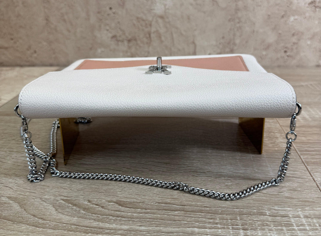 Louis Vuitton Beige & Pink Leather LockMe Pochette.