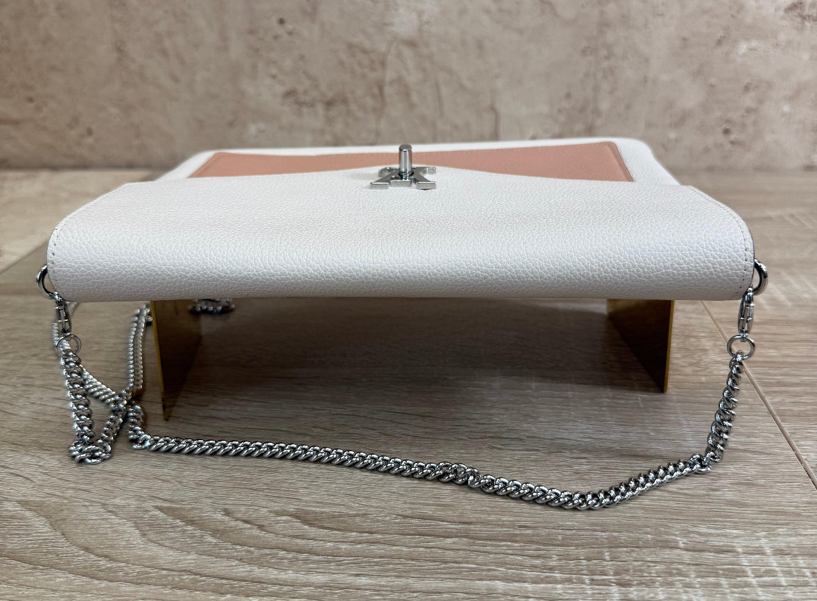 Louis Vuitton Beige & Pink Leather LockMe Pochette.