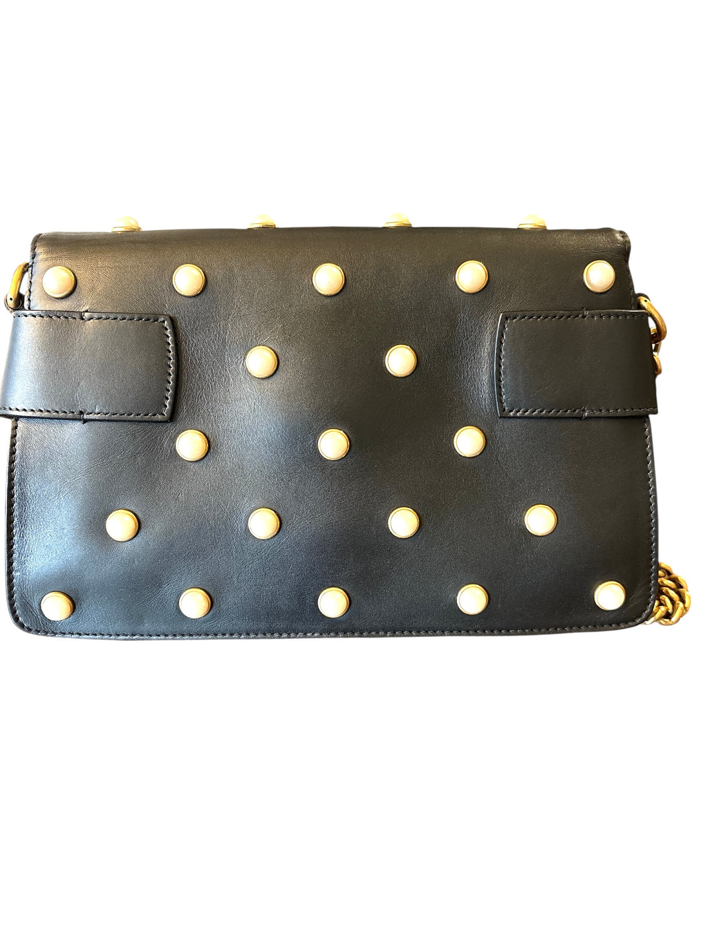 Gucci Broadway pearly Bee Shoulder Bag Embellished Leather Mini Black.