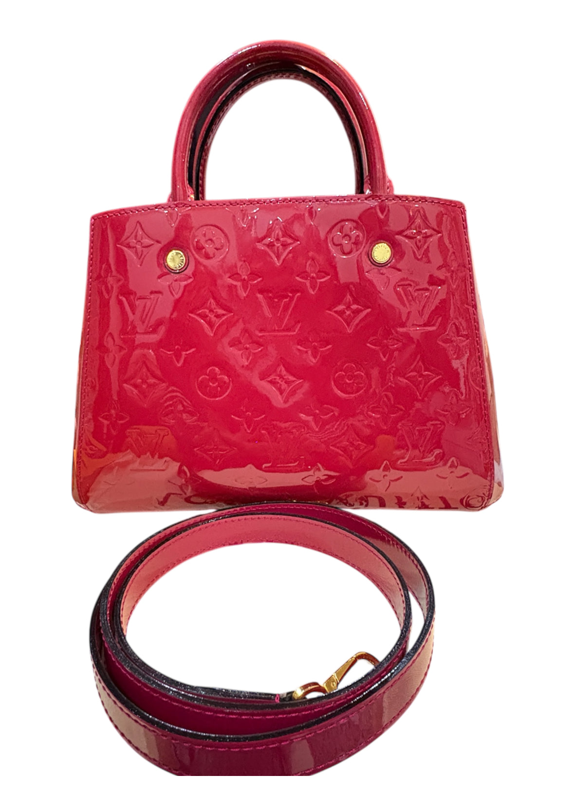 Louis Vuitton Vernis Montaigne Bag Raspberry Red.
