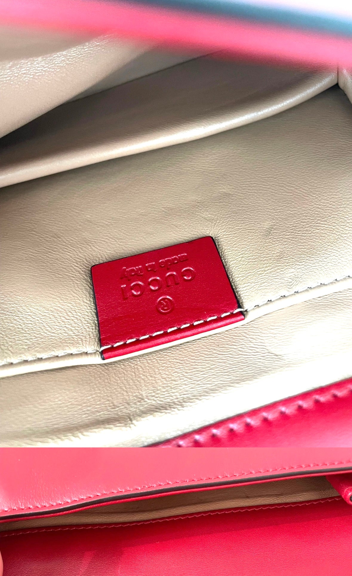 Gucci Broadway Pearly Bee Shoulder Bag Embellished Leather Mini Red.