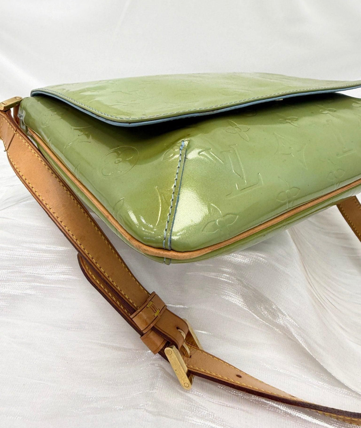 Louis Vuitton Green Vernis Thompson Street Shoulder Bag.