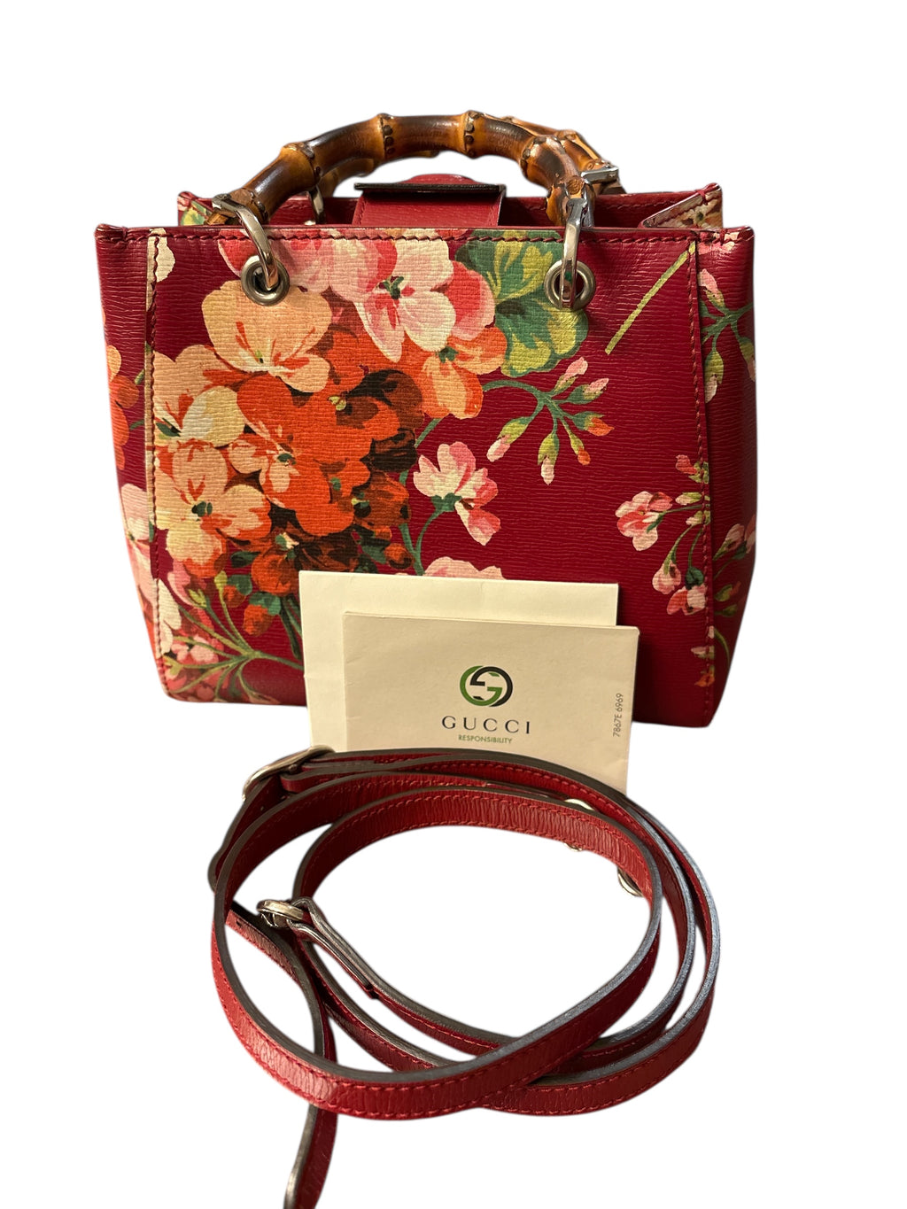 Gucci Blooms Bamboo Shopper Mini Red.