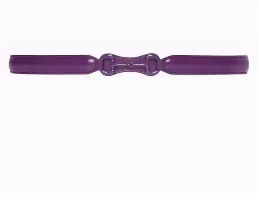 Gucci Azalea Purple Horsebit Thin Leather Belt Size 80.