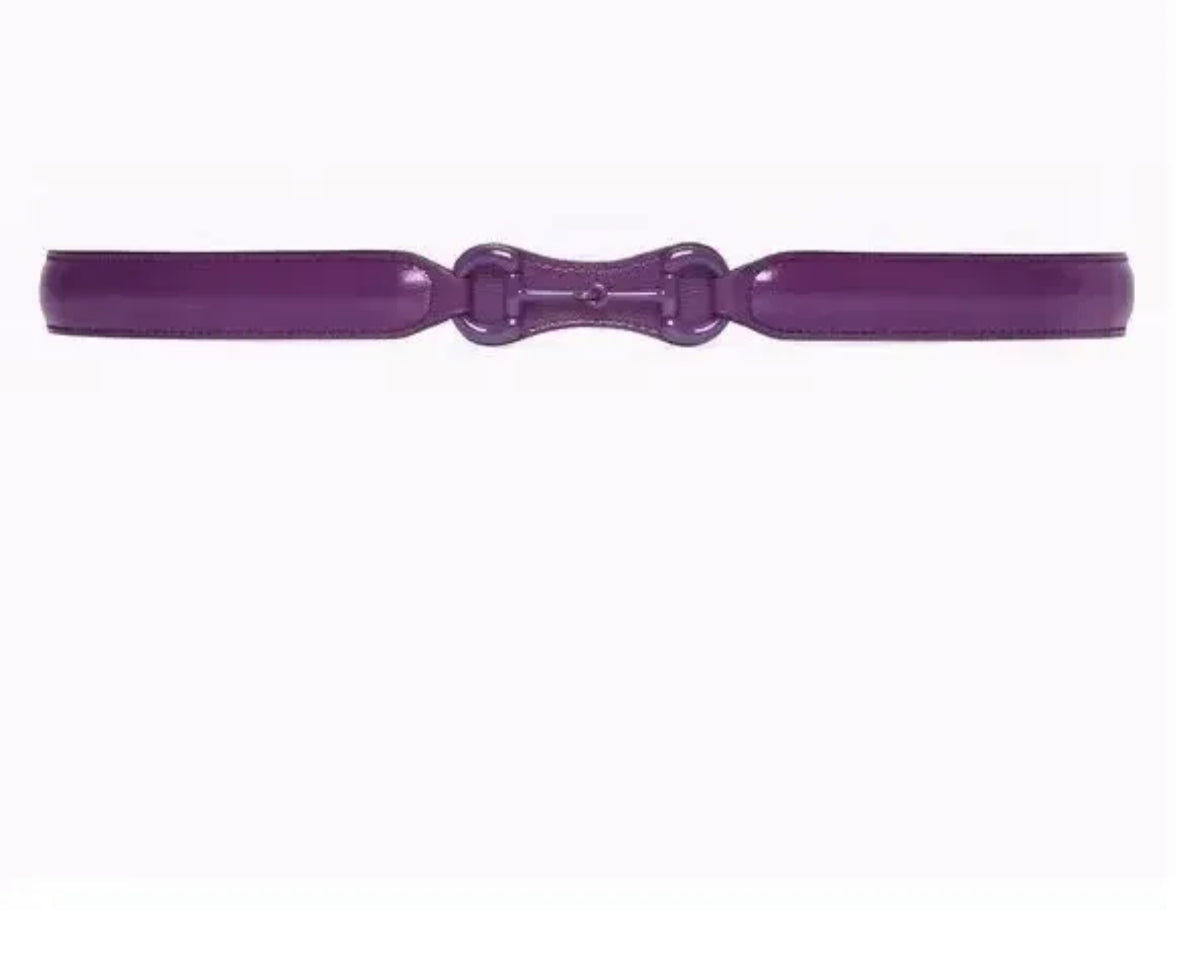 Gucci Azalea Purple Horsebit Thin Leather Belt Size 80.