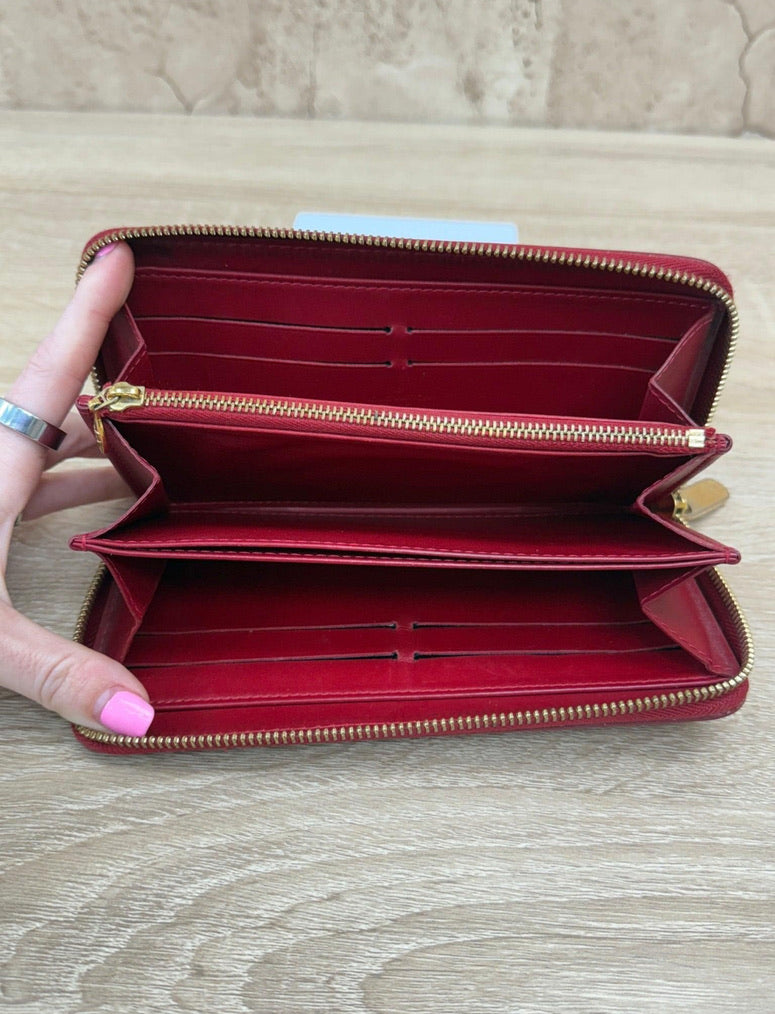 Louis Vuitton Red Vernis Zippy Wallet.