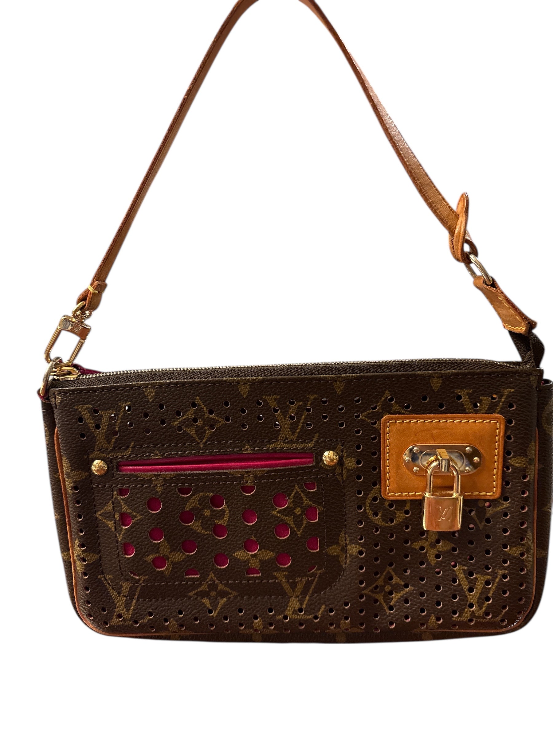Supper Rare Grail Louis Vuitton Pochette Perforated Fuschia.