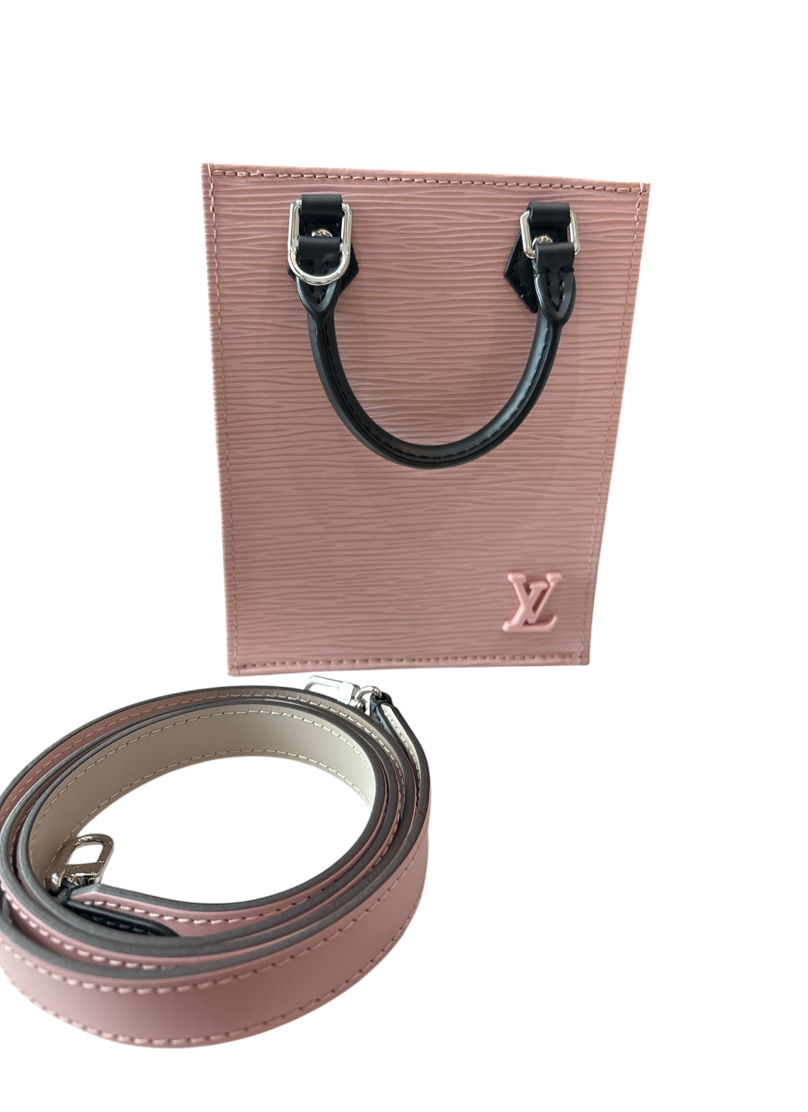 Louis Vuitton Petit Sac Plat Black/ Pink Epi Leather Shoulder Bag.