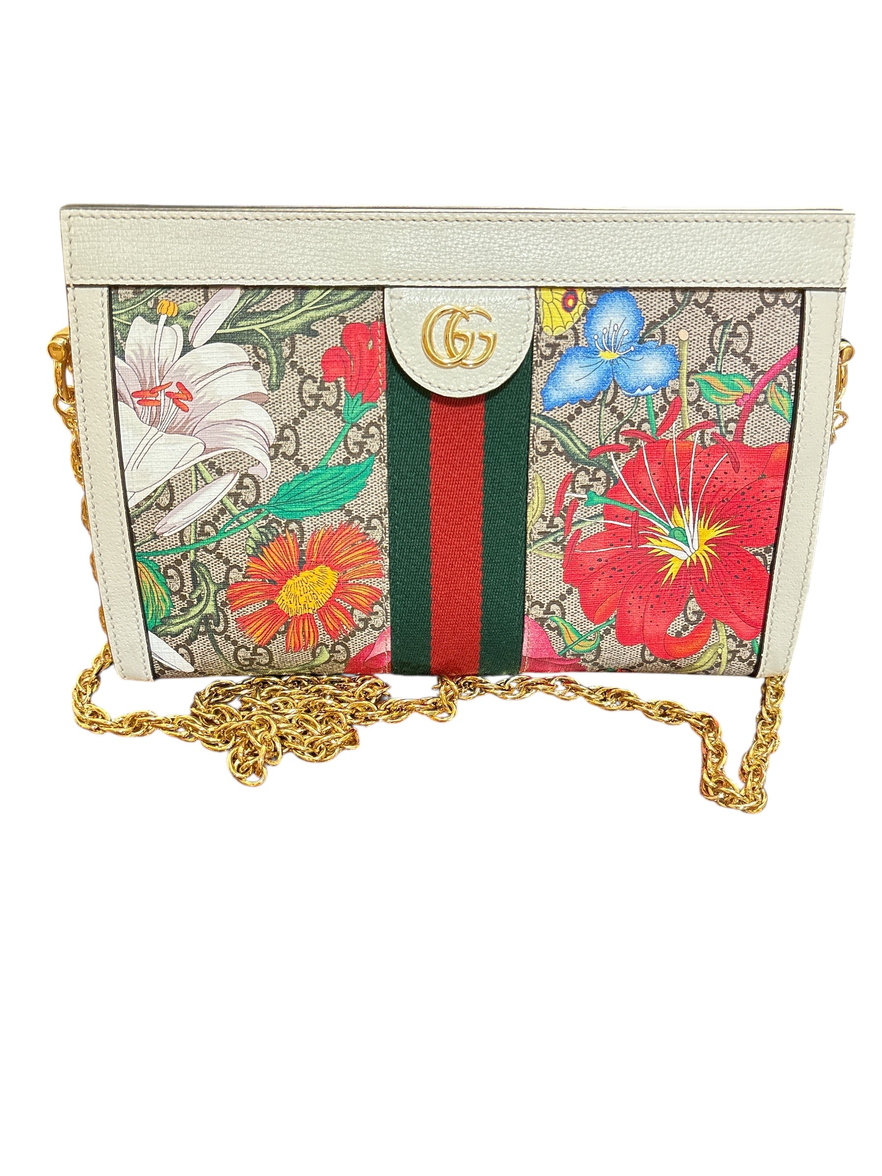 Gucci Ophidia Multiple Multicolor Flora Print Canvas.