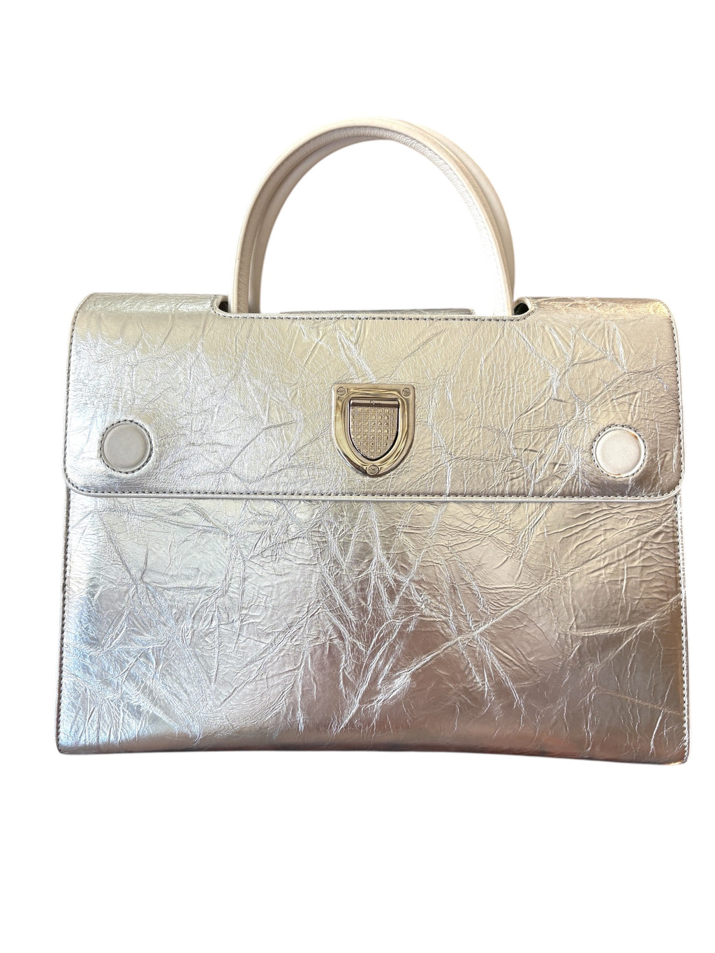 Christian Dior Metallic Silver Medium Diorever Handle bag.