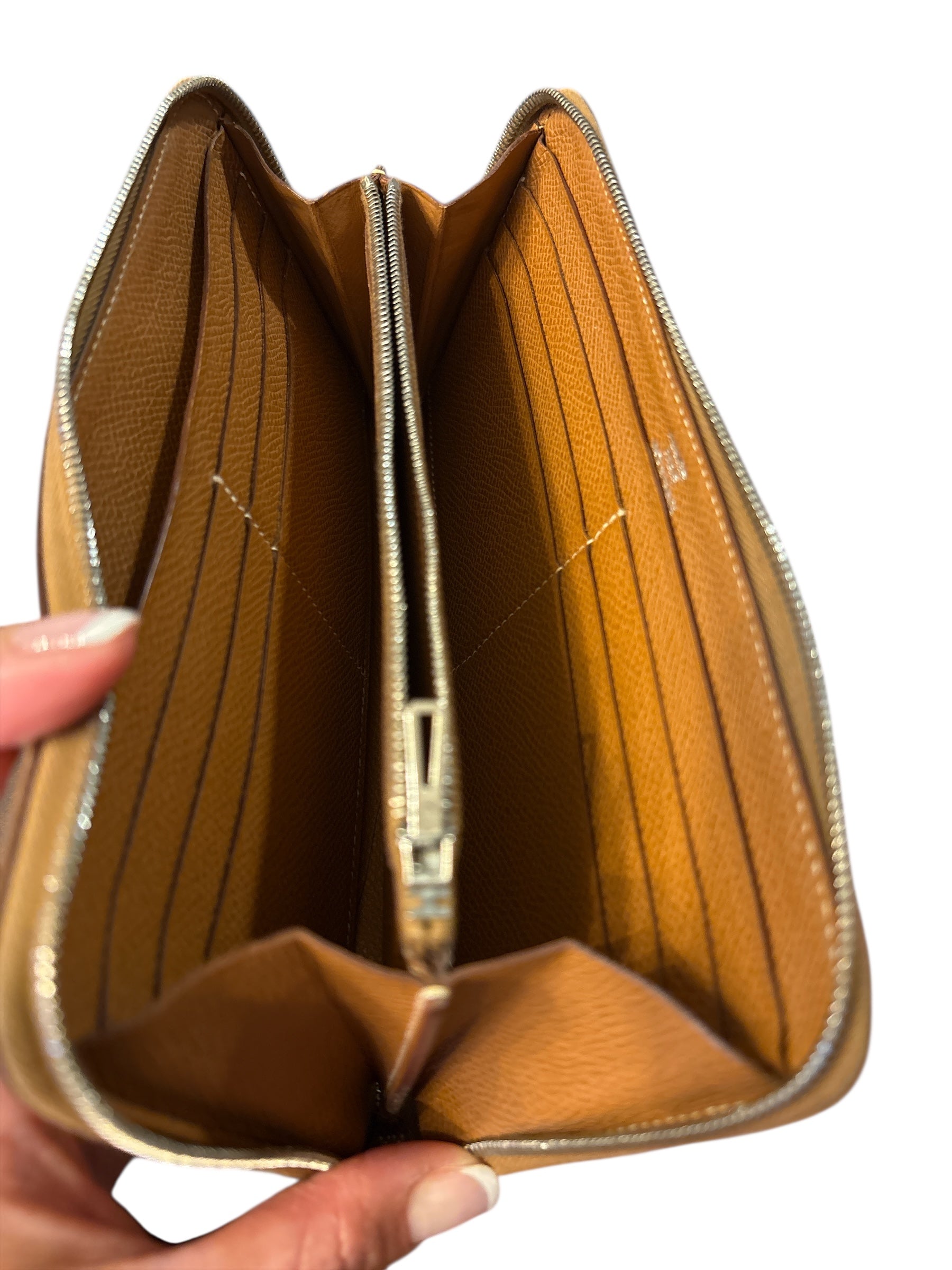 Hermes Brown Leather Zippy Wallet