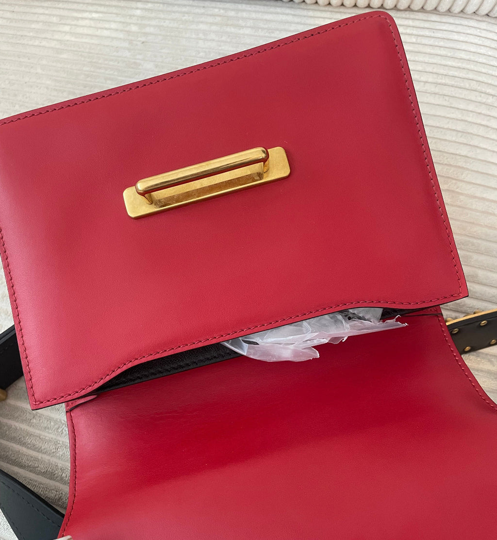 Prada Milano- Cahier Leather Crossbody Bag - Red.