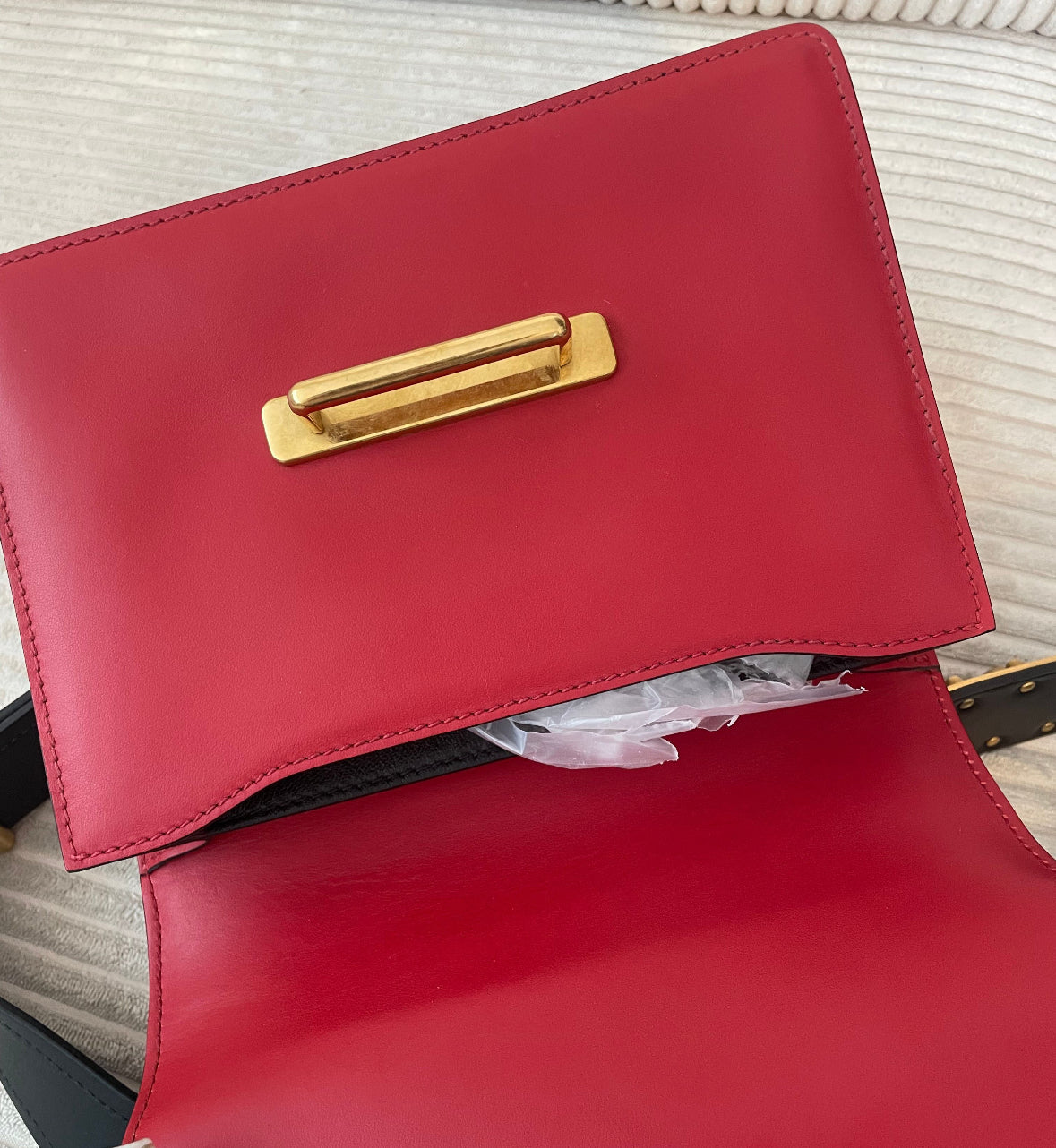 Prada Milano- Cahier Leather Crossbody Bag - Red.