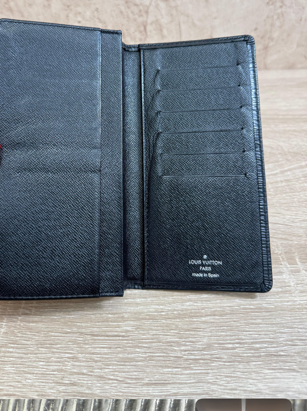 Louis Vuitton Black Epi Long Wallet.