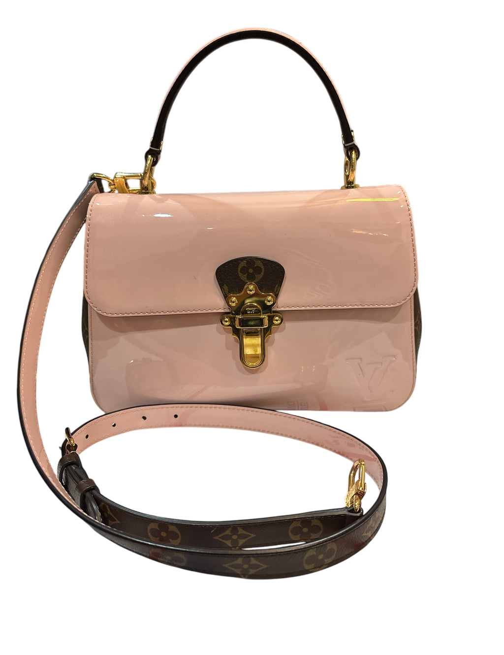 Louis Vuitton Cherrywood BB Vernis Leather Crossbody  bag Pink.