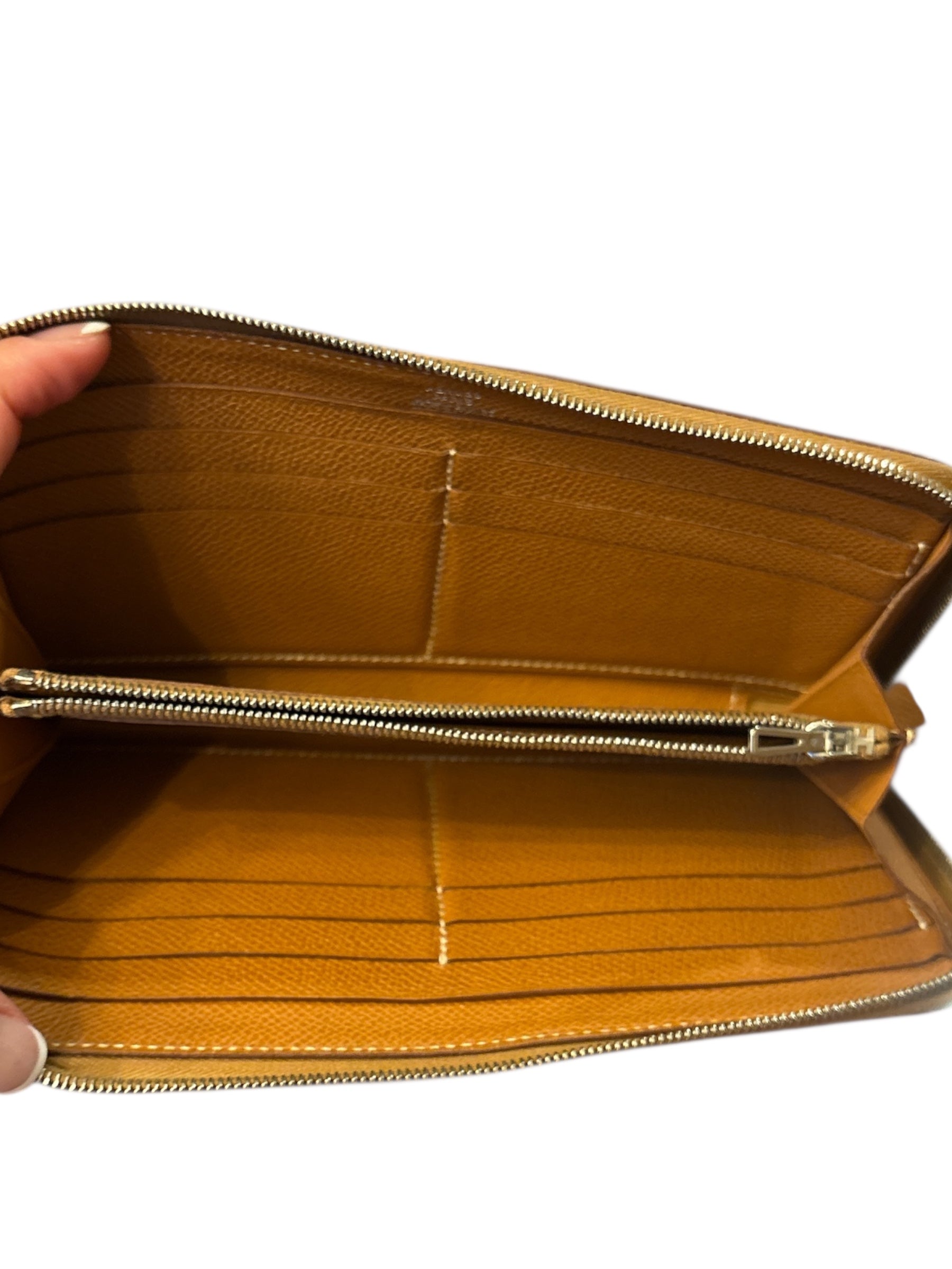Hermes Brown Leather Zippy Wallet