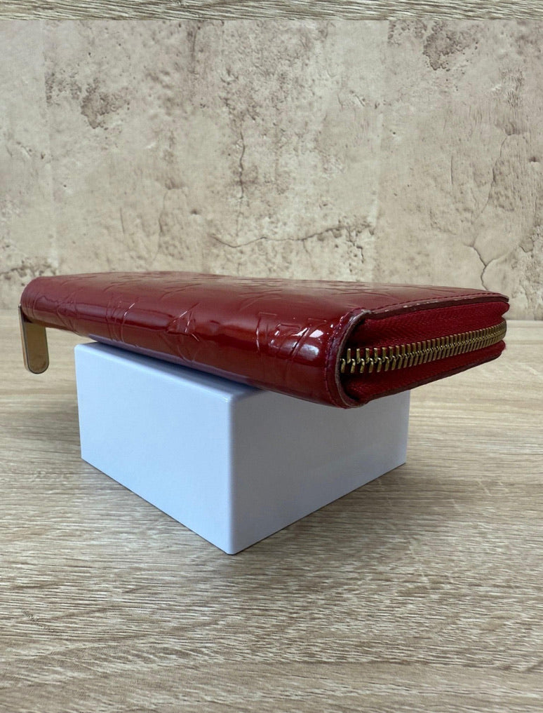 Louis Vuitton Red Vernis Zippy Wallet.