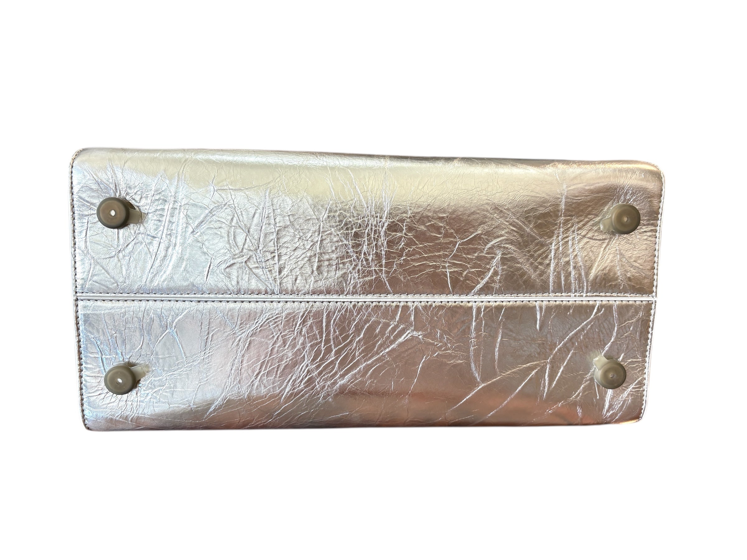 Christian Dior Metallic Silver Medium Diorever Handle bag.