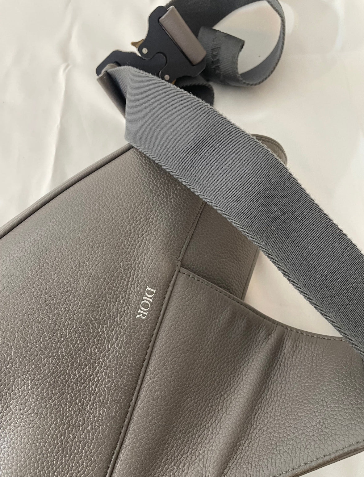Christin Dior Shoulder Crossbody Bag Leather Gray.