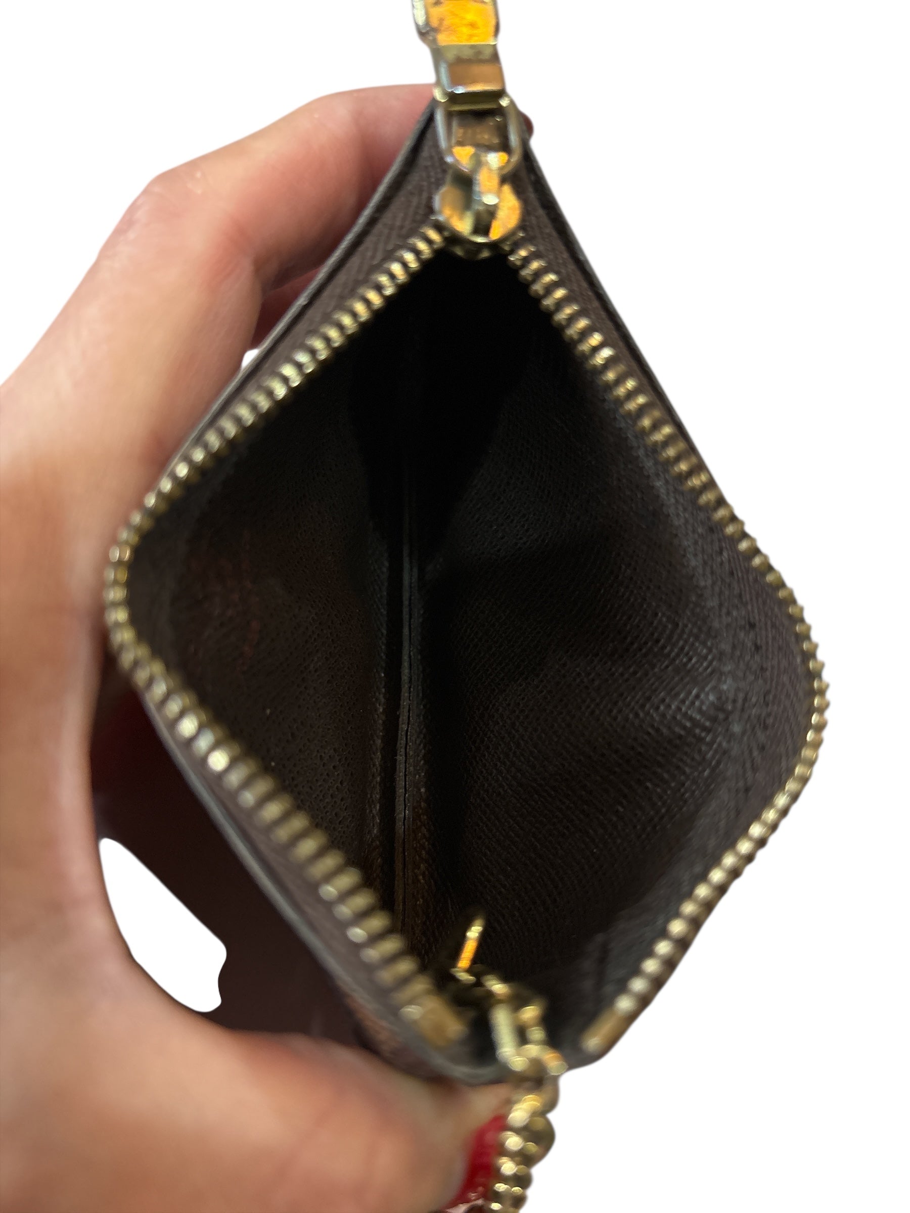 Louis Vuitton Damier Ebene Pochette Cles Coin Purse Canvas.