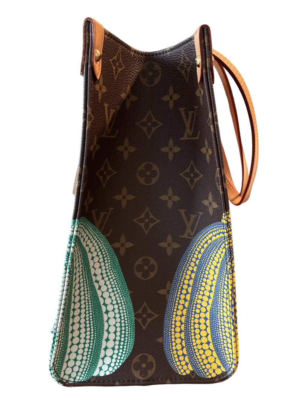 Louis Vuitton X Kusama Monogram Pumpkin On The Go MM Tote Bag Come With COA Certificate