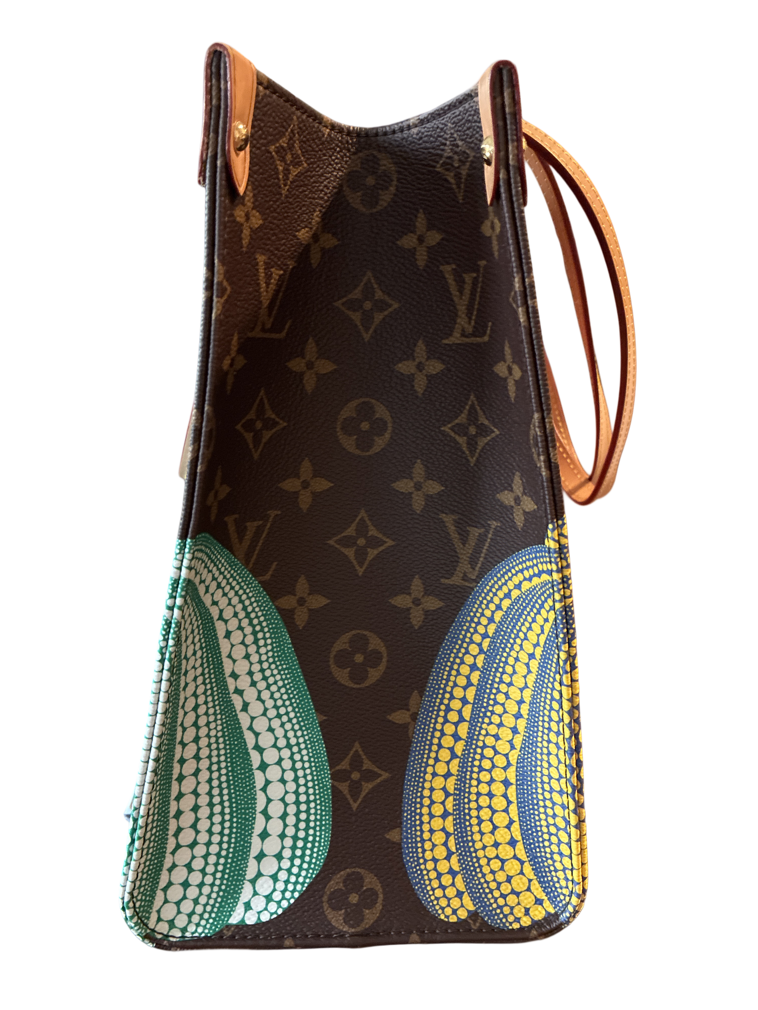 Louis Vuitton X Kusama Monogram Pumpkin On The Go MM Tote Bag Come With COA Certificate