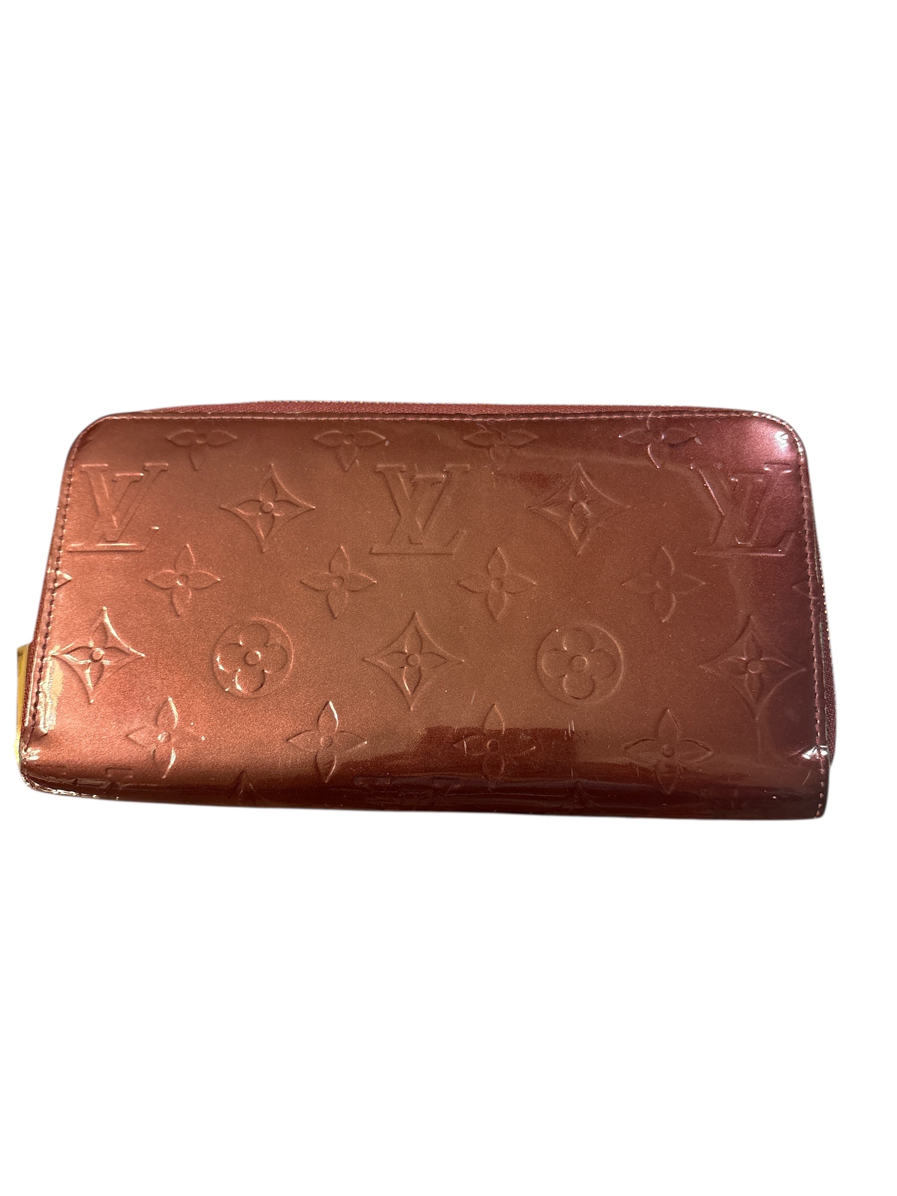Louis Vuitton Vernis Burgundy Embossed Monogam Zipper.