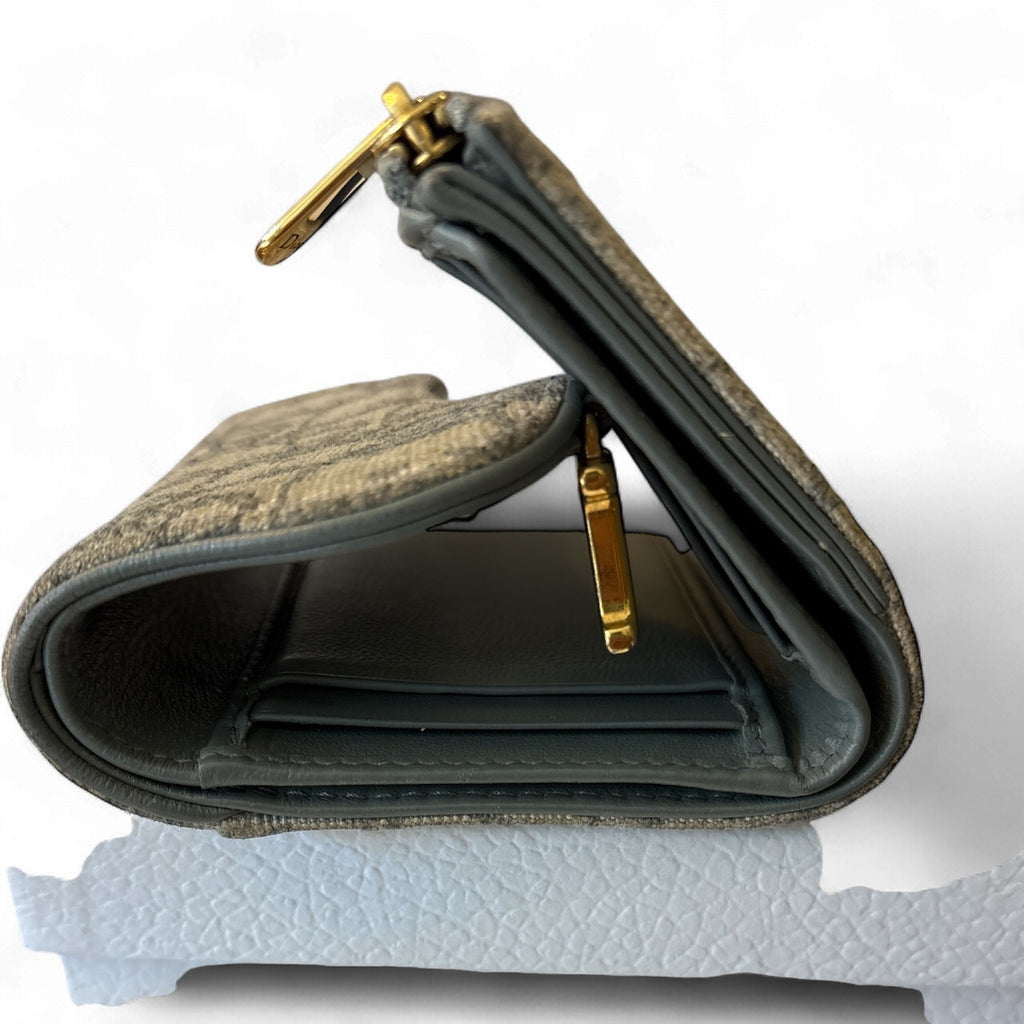 Christin Dior Beige Trotter Tri Fold Wallet.