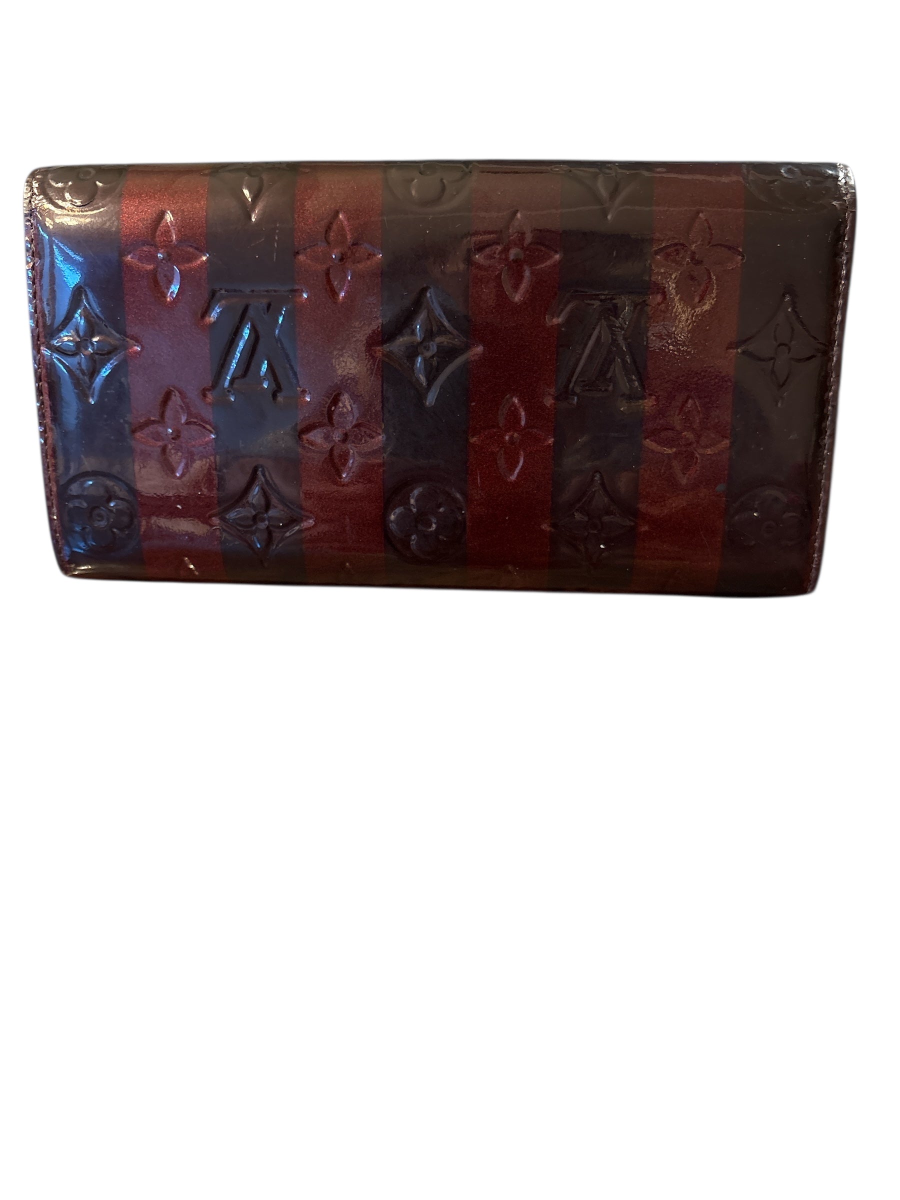 Louis Vuitton Amarante Vernis Rayures Sarah Wallet.