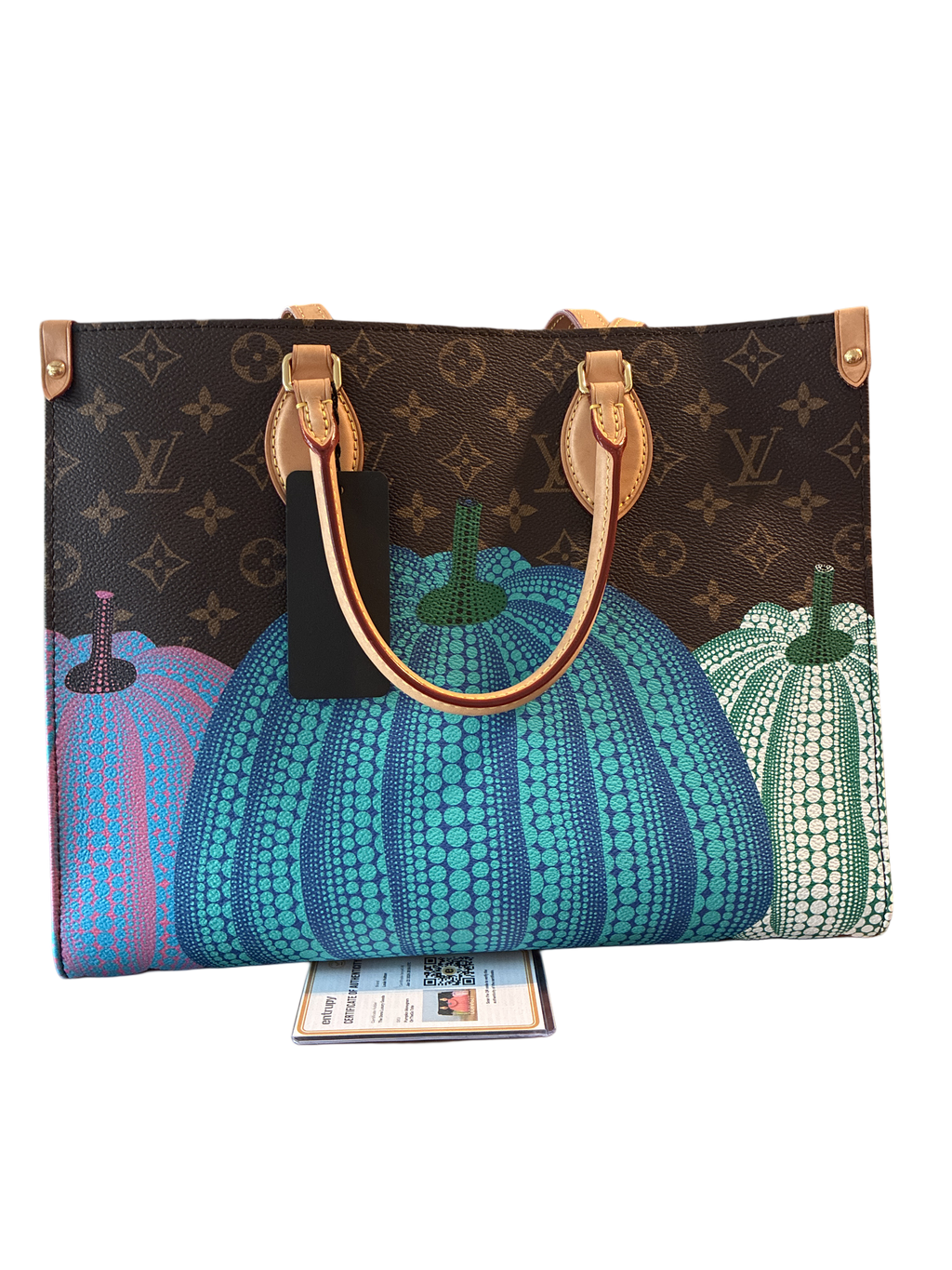 Louis Vuitton X Kusama Monogram Pumpkin On The Go MM Tote Bag Come With COA Certificate
