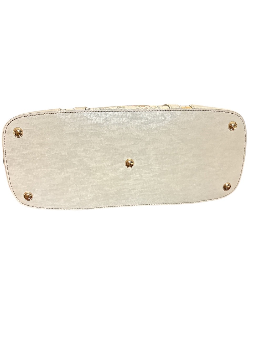 Gucci White Floral Tote Bag/ Gucci Beige Leather Zippy Wallet.