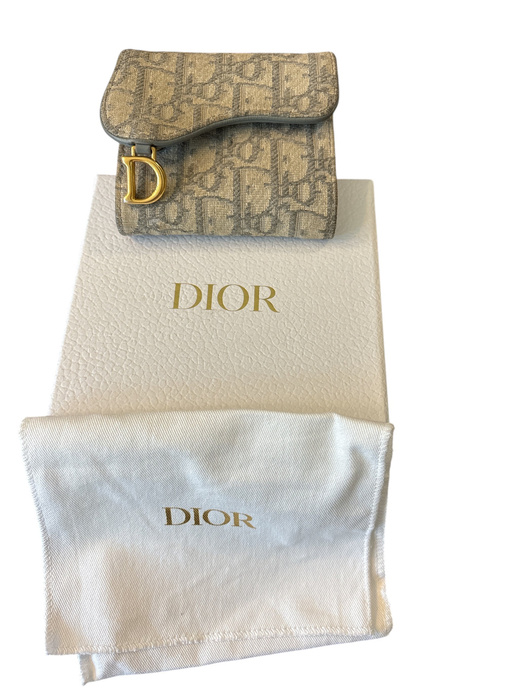 Christin Dior Beige Trotter Tri Fold Wallet.