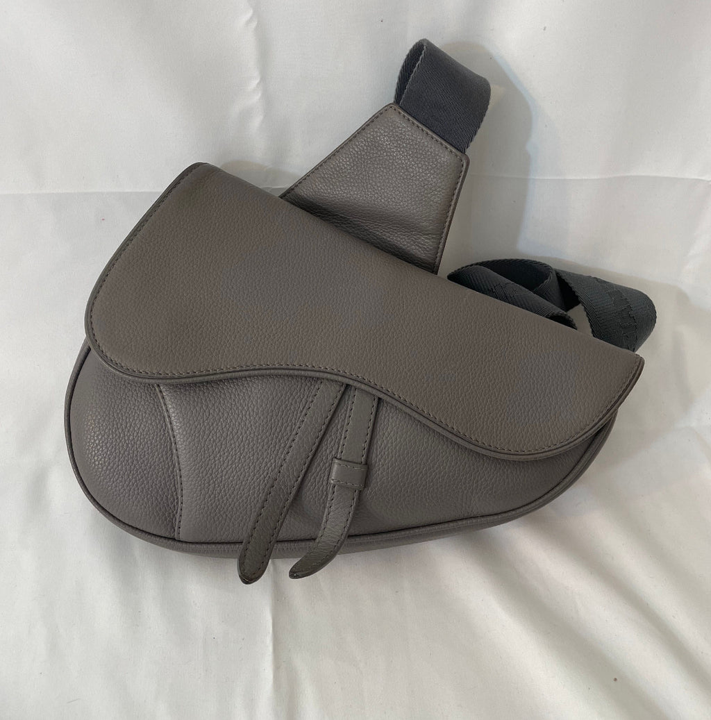 Christin Dior Shoulder Crossbody Bag Leather Gray.