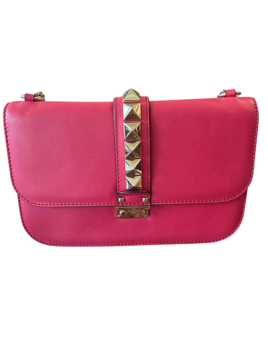 Valentino Multicolor Leather Glam Lock Bag.