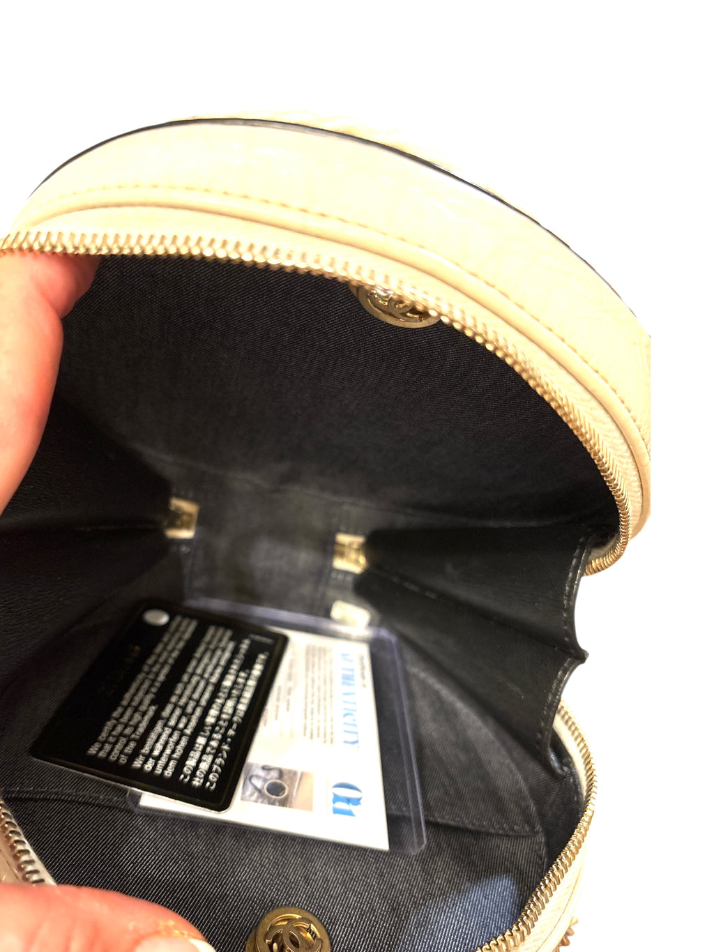 Chanel Black Crumpled Calfskin Cotton Small En Vogue Round Bag.
